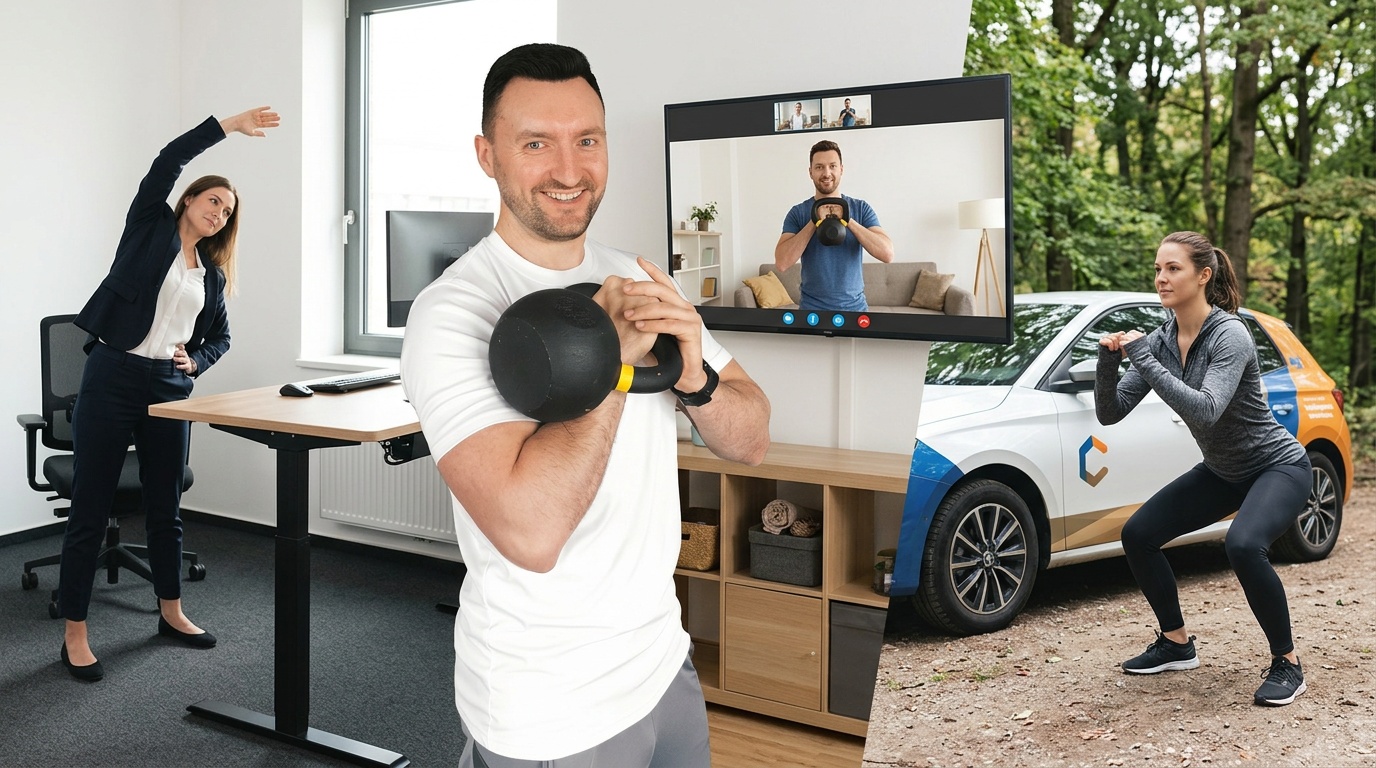 Hybride Firmenfitness: So halten wir dein Team im Büro, Home-Office und Außendienst fit
